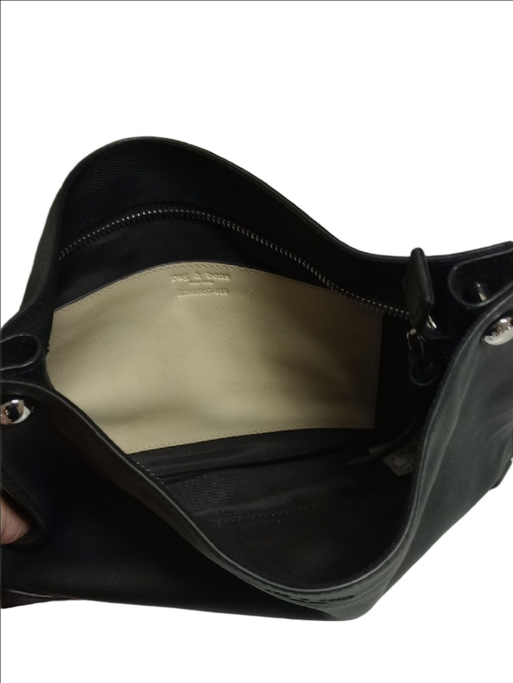 RAG & BONE BLACK LEATHER & SUEDE ZIPPERED CLUTCH BAG - Picture 9 of 11